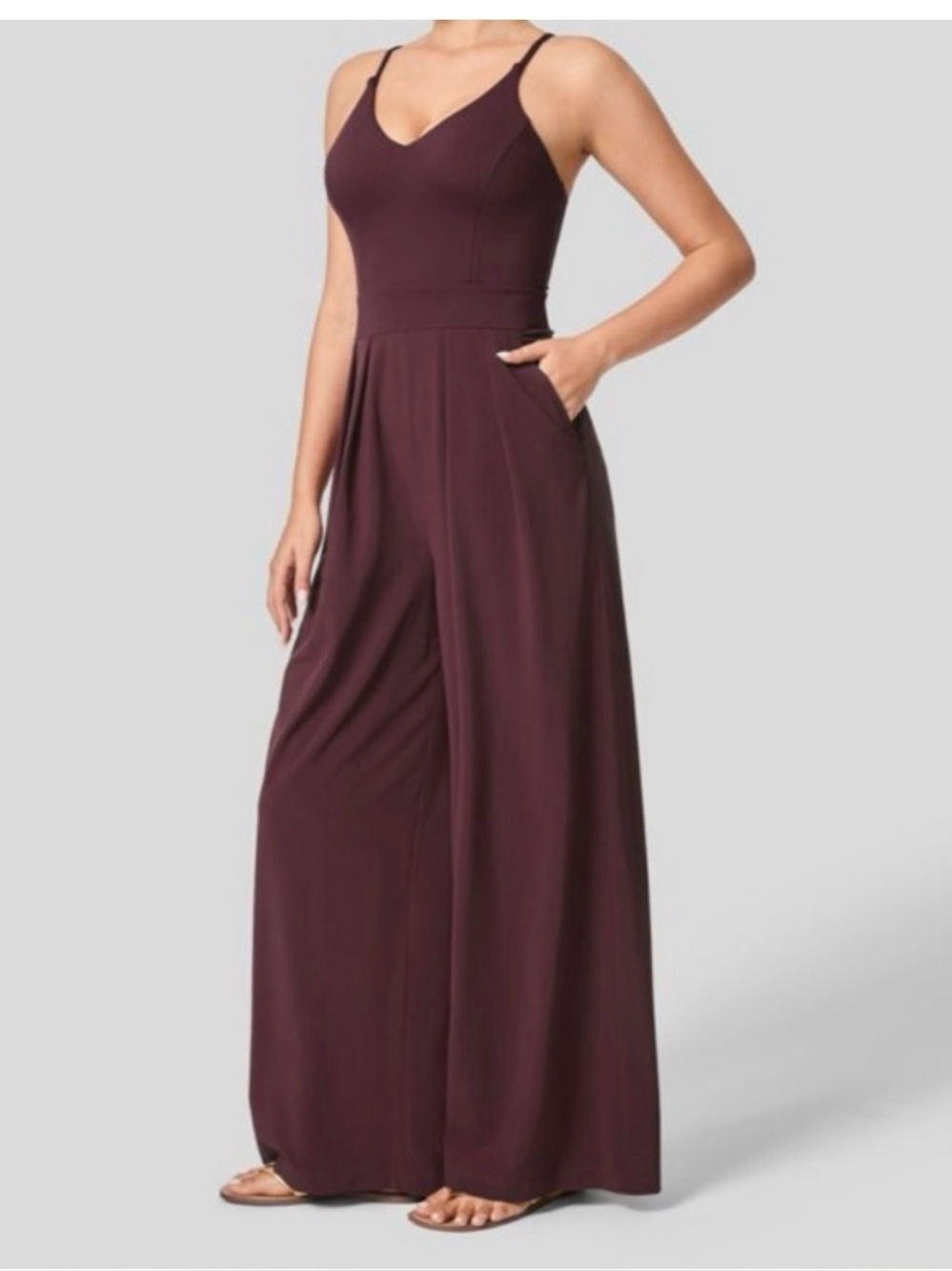 Halara Breezeful Jumpsuit Backless Wide Leg Size L
